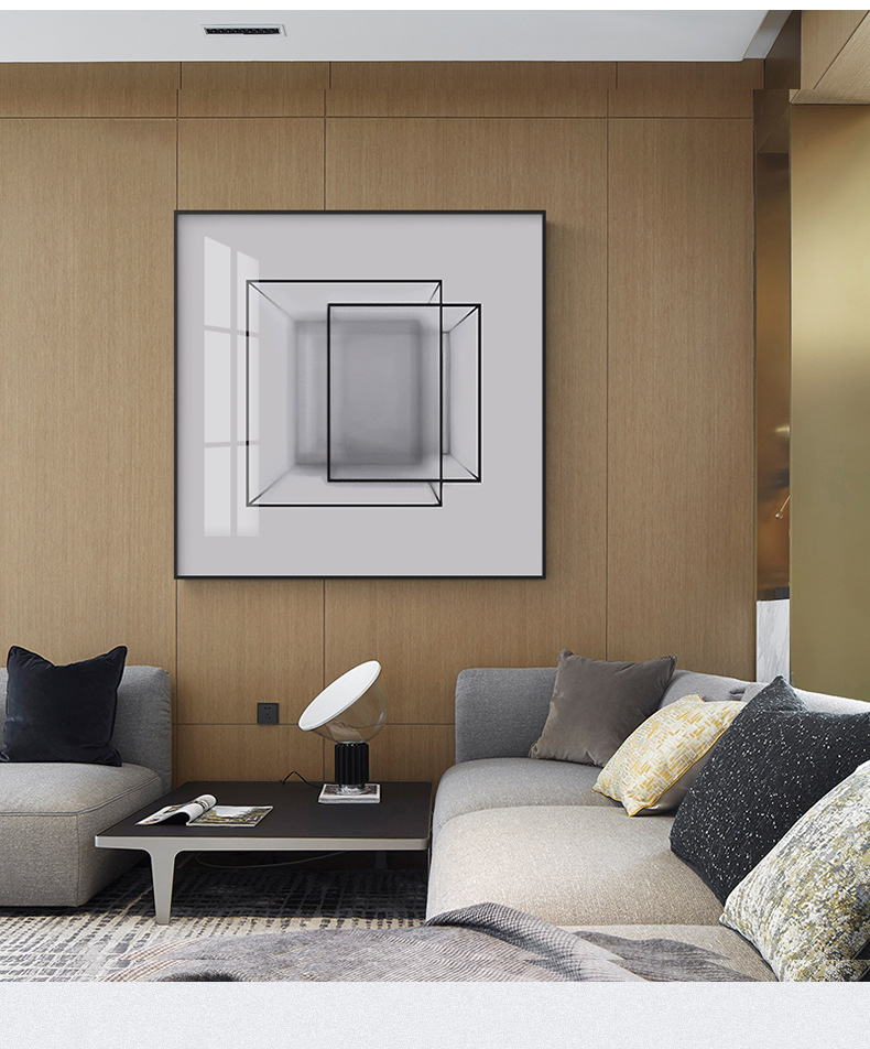 正方形装饰画沙发背景墙抽象客厅工业风现代挂画现代简约书房墙画