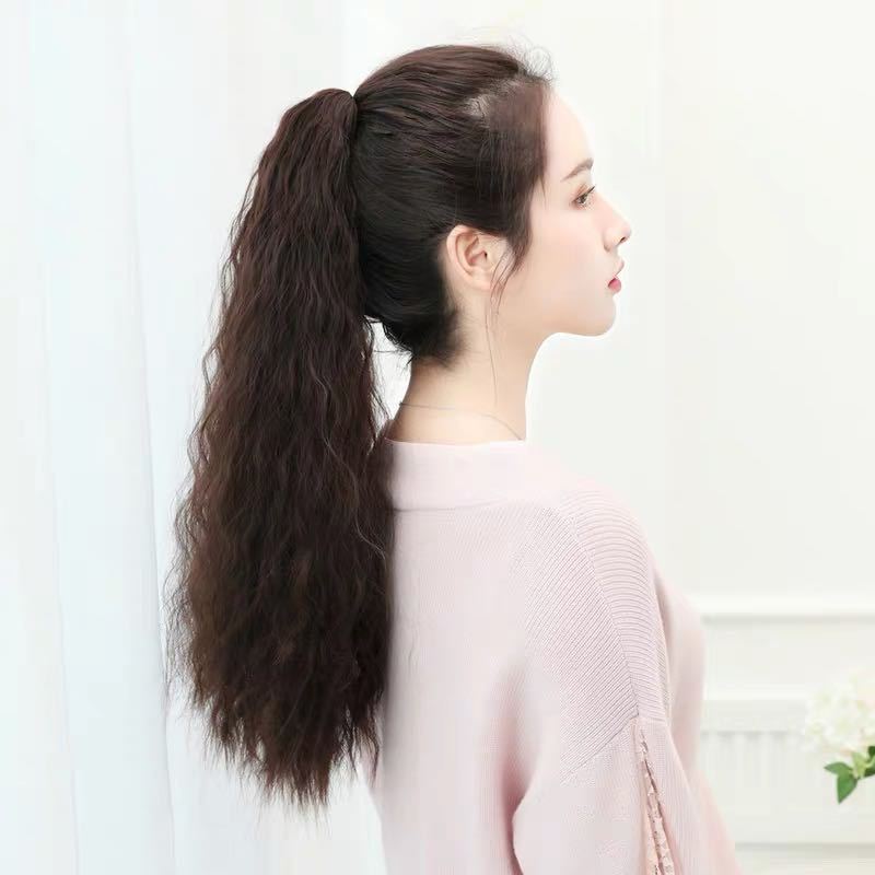 抖音同款女生长直发抓夹直马尾 自然隐形逼真镂空爪夹式马尾假发