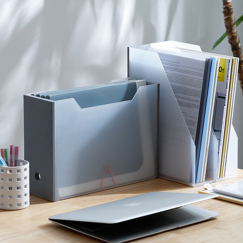 日本进口立式文件收纳盒桌面办公资料画册整理盒档案a4书本文件框