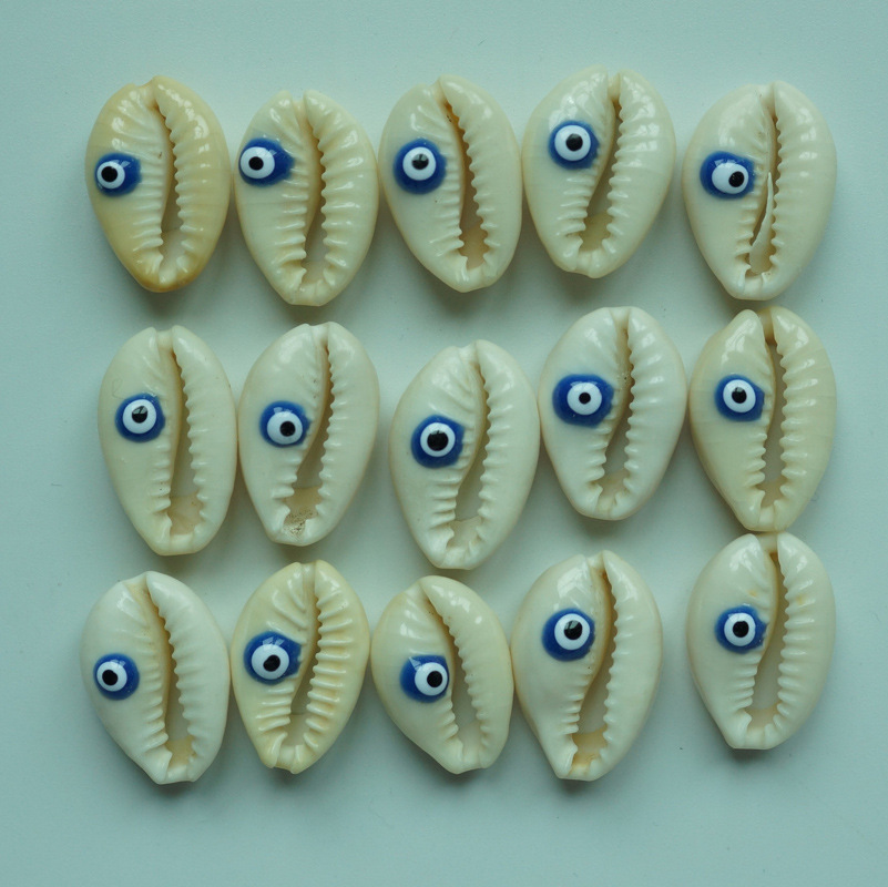跨境货源蓝眼睛饰品天然贝壳evil eyes恶魔之眼diy配件厂家可定制