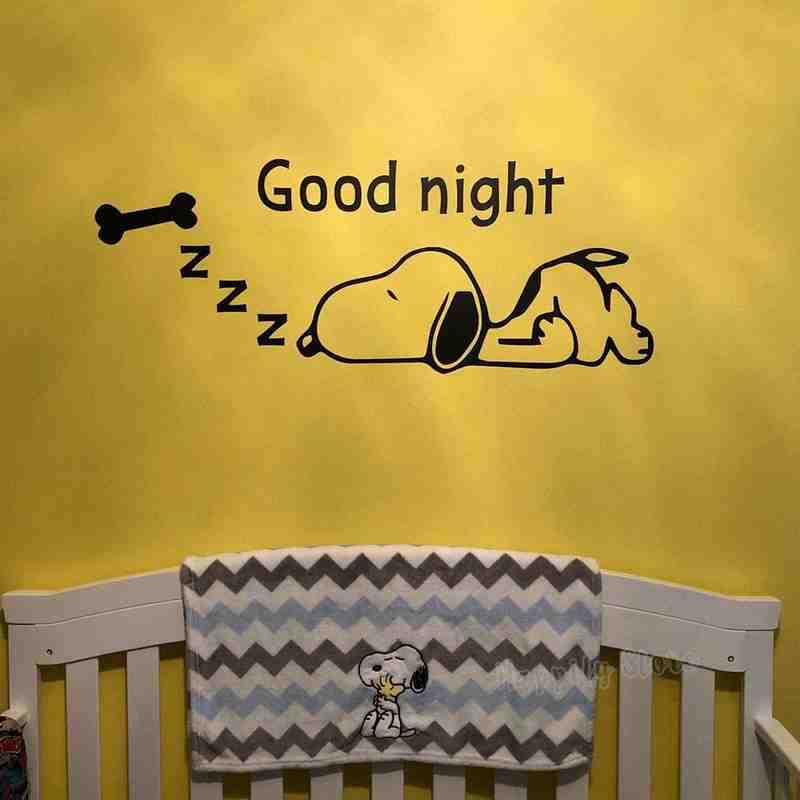 good night 卡通小狗梦见骨头精雕墙贴艺术家居墙贴画