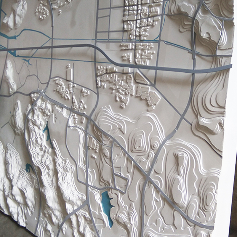 投影素模沙盘广州地形白模 立体壁挂式区域规划沙盘展示 来图定制