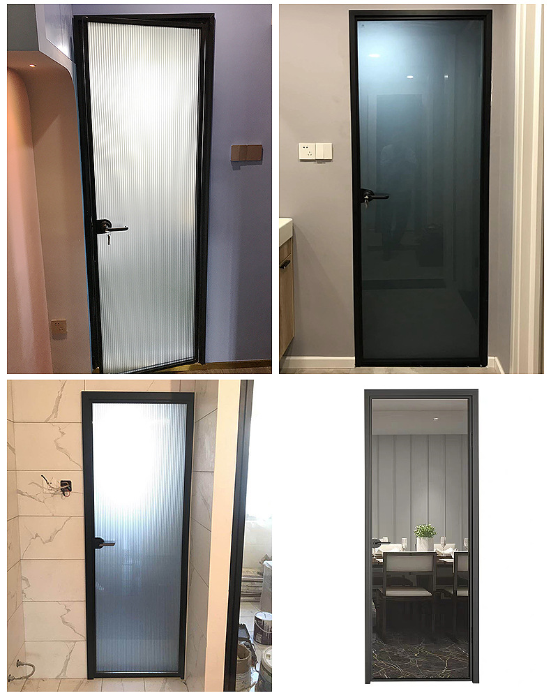 18极窄厕所铝合金卫生间门简约铝镁合金门洗手间玻璃平开门定制