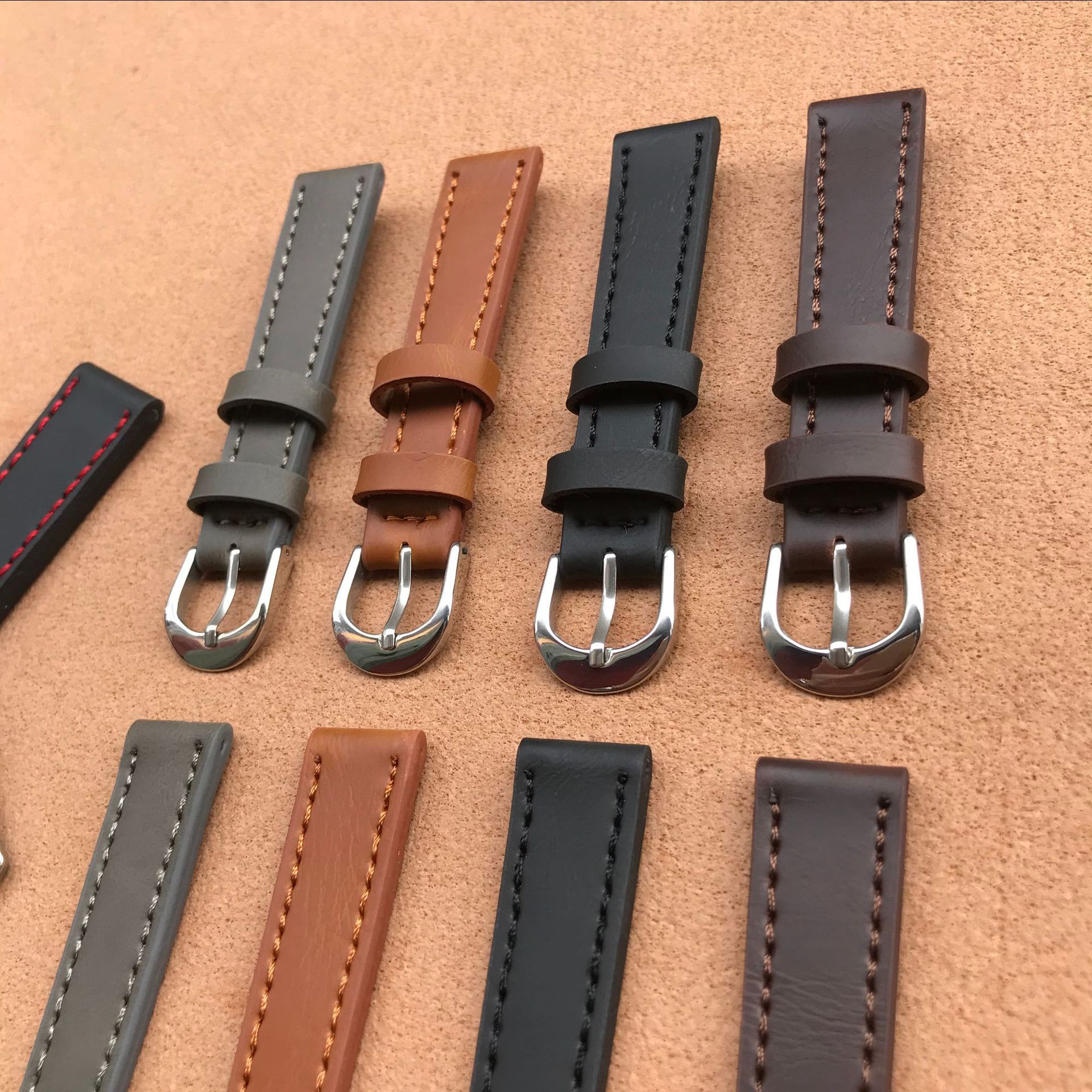 外贸真皮表带面里同料女款表带工厂直销12m14m16m精致表带可定制