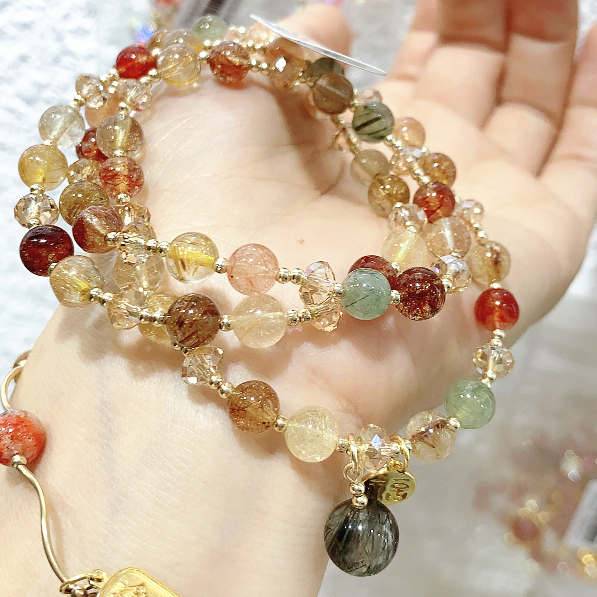 原创设计天然发晶手链轻奢小众设计招财多层手串女批发实体店热卖