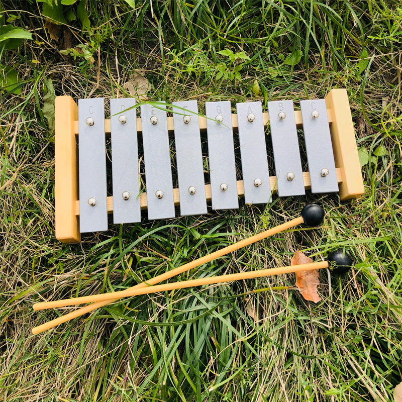 厂家直销奥尔夫8音敲琴灰色铝板琴木质底座八音打琴儿童打击乐器