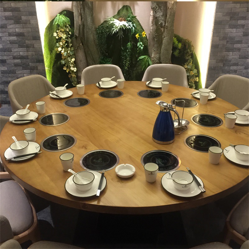 火锅桌子电磁炉一体一人一锅小火锅桌椅酒店火锅店商用餐桌椅组