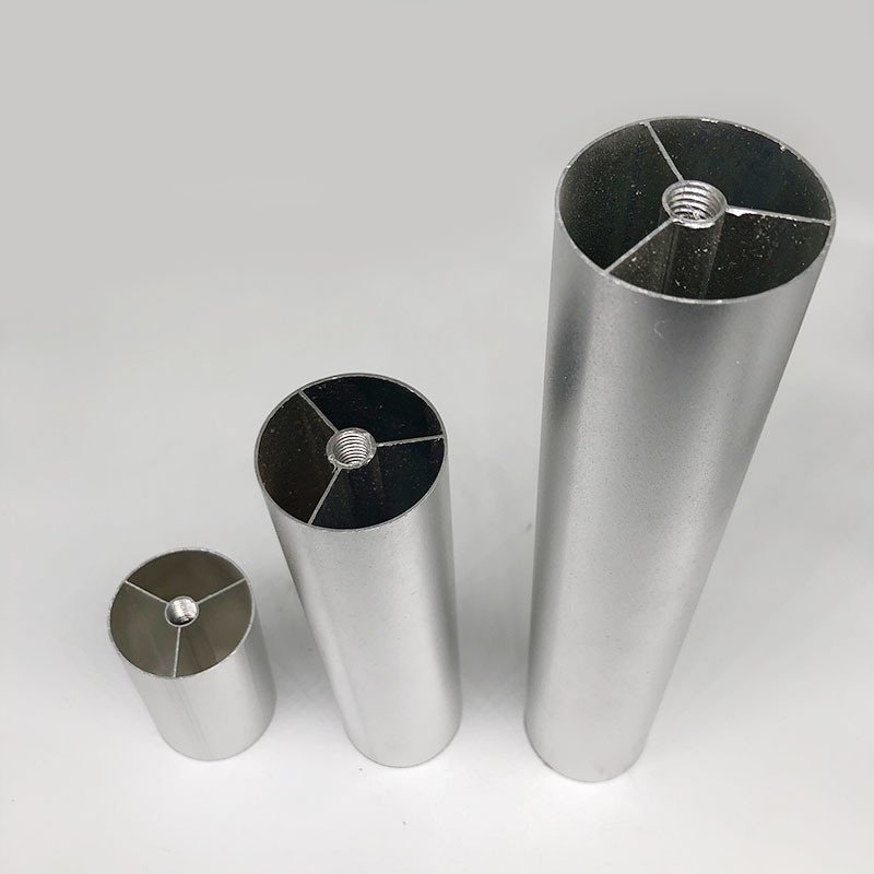 厂家批发38mm/50mm订做长度沙银喷黑铝合金圆管身支撑铝合金柜脚