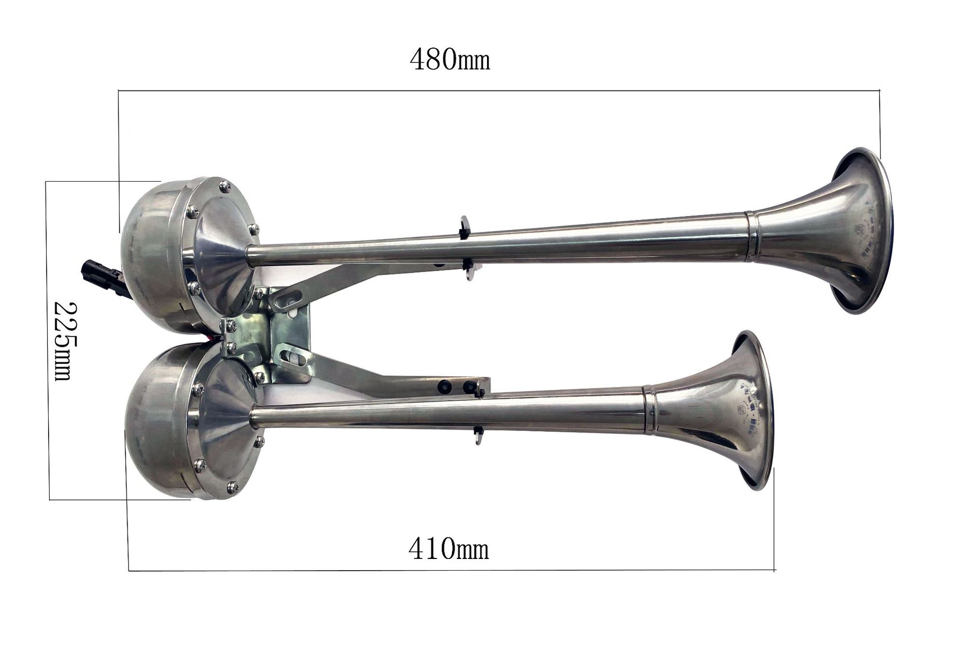 迪声 船用电笛喇叭轮船游轮不锈钢单管双管电喇叭电笛12/24v