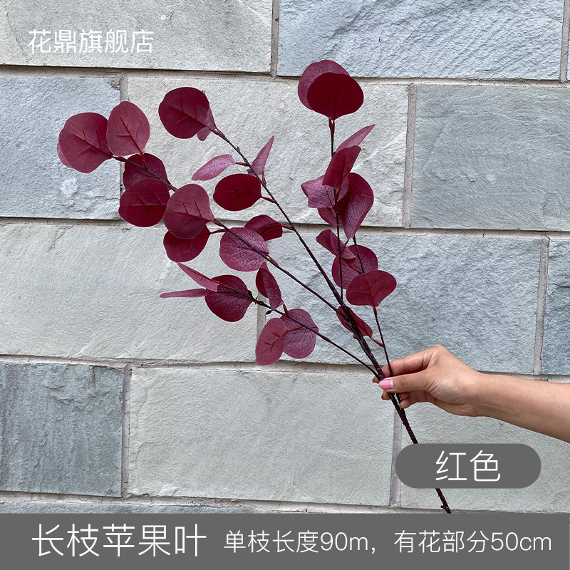 Factory Wholesale Artificial Flower Zamioculcas Leaves Eucalyptus Leaves Wedding Simulation Plant Ornamental Flower Apple Leaf Branches