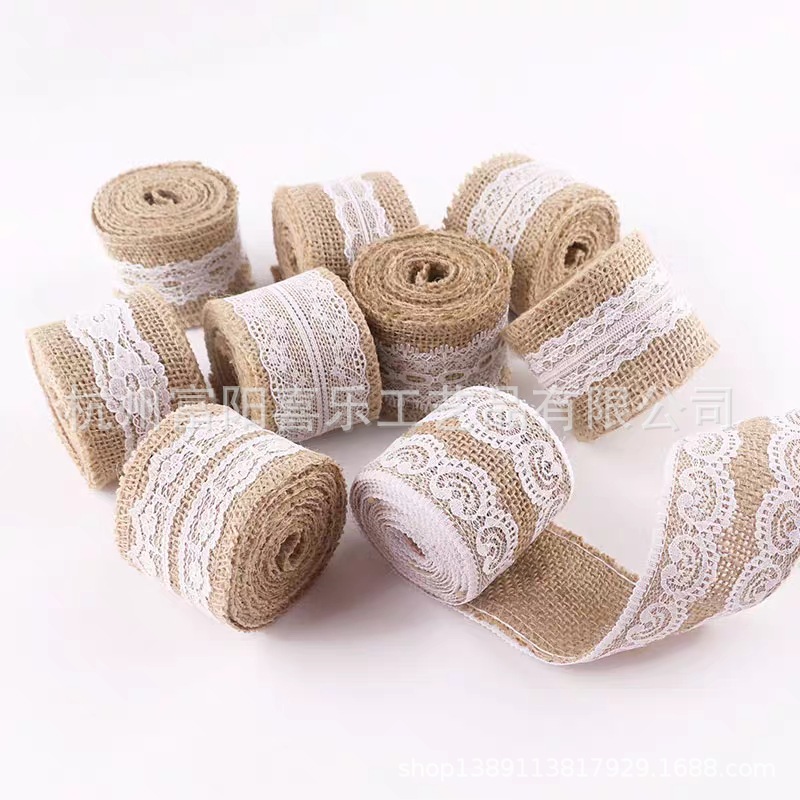 White Lace Burlap Roll Home Textile Fabric Decoration Material DIY Decorative Materials by Hand