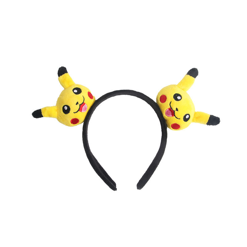 日本卡通动漫皮卡丘发箍女洗脸宽边头扣直播外出压发毛绒饰品头箍