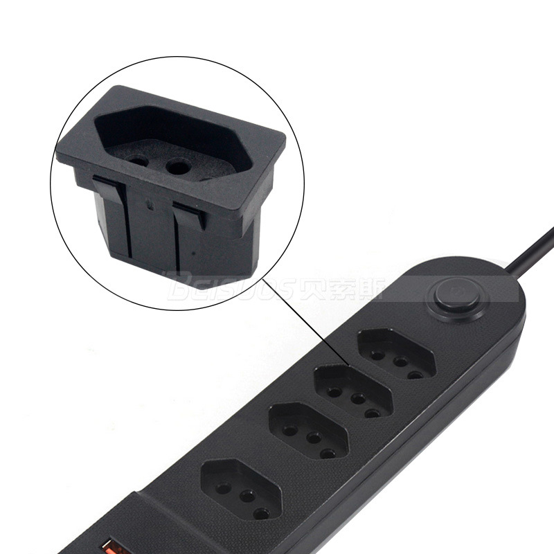 ac电源插座 巴西输出插座 三脚三孔凌型 卡式嵌入式 排插pdu专用