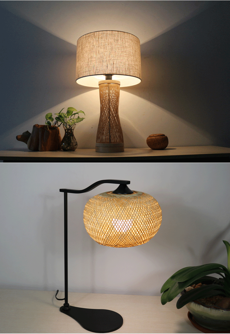 新中式装饰台灯护眼灯日式书房酒店民宿客房卧室床头禅意竹子台灯