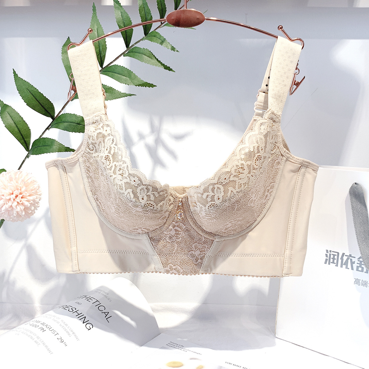 美容院内衣调整型六排扣加高侧比收副乳聚拢文胸上托定型防下垂薄