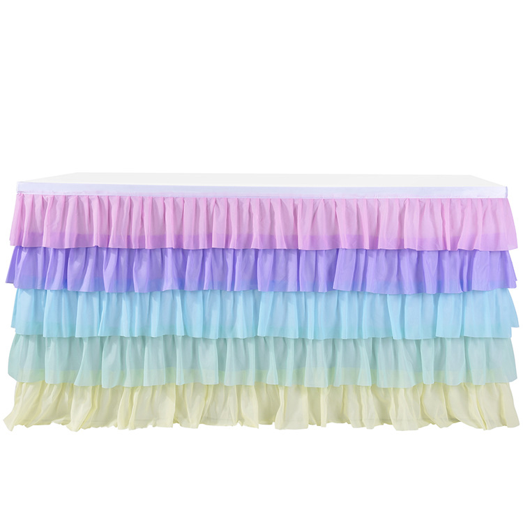 Cake Table Skirt Rainbow Unicorn Tablecloth Birthday Party Wedding Ceremony Layout Ins Amazon Wholesale Chiffon Tablecloth