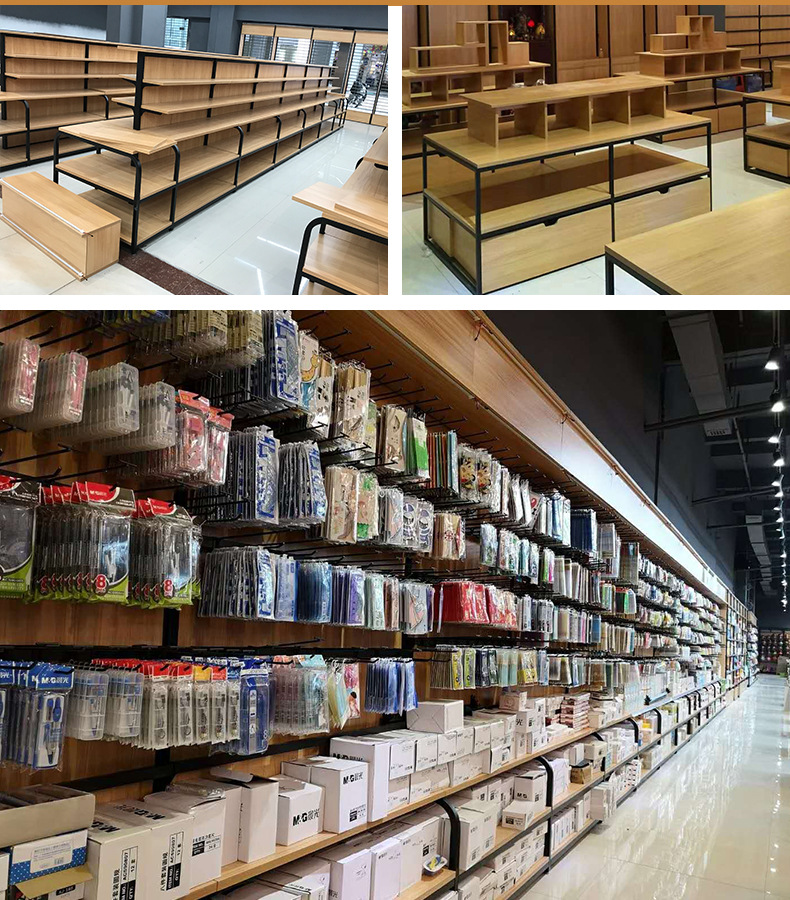 超市文具展示架 晨光文具店货架 书店钢木靠墙组合文体用品陈列架