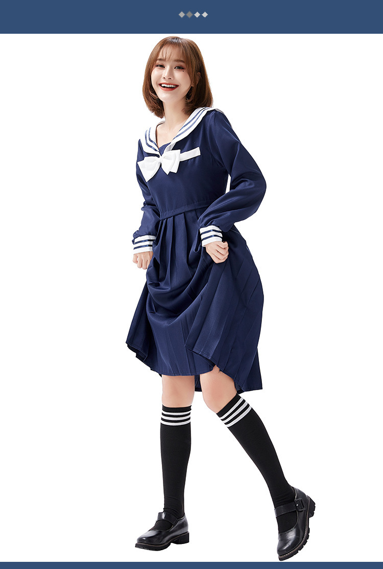 日系jk制服天蓝色大蝴蝶结海军风连衣裙日常软妹少女水手学生服装
