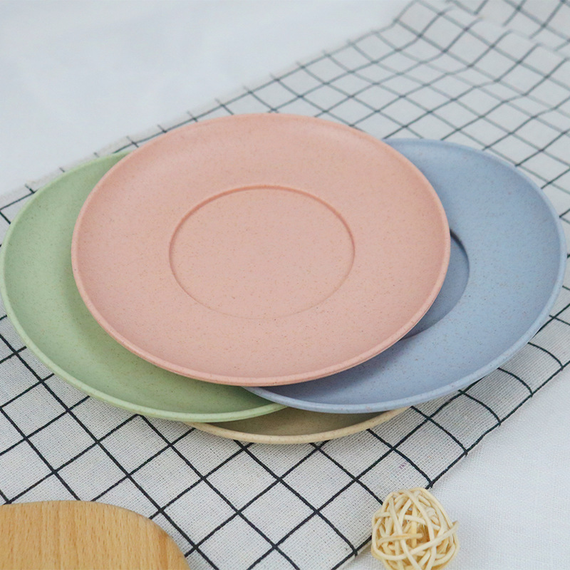 Wheat Straw Tableware Plastic Tray Dish Bone Dish Plate Multi-Color Creative Household Snack Dish Small Dish