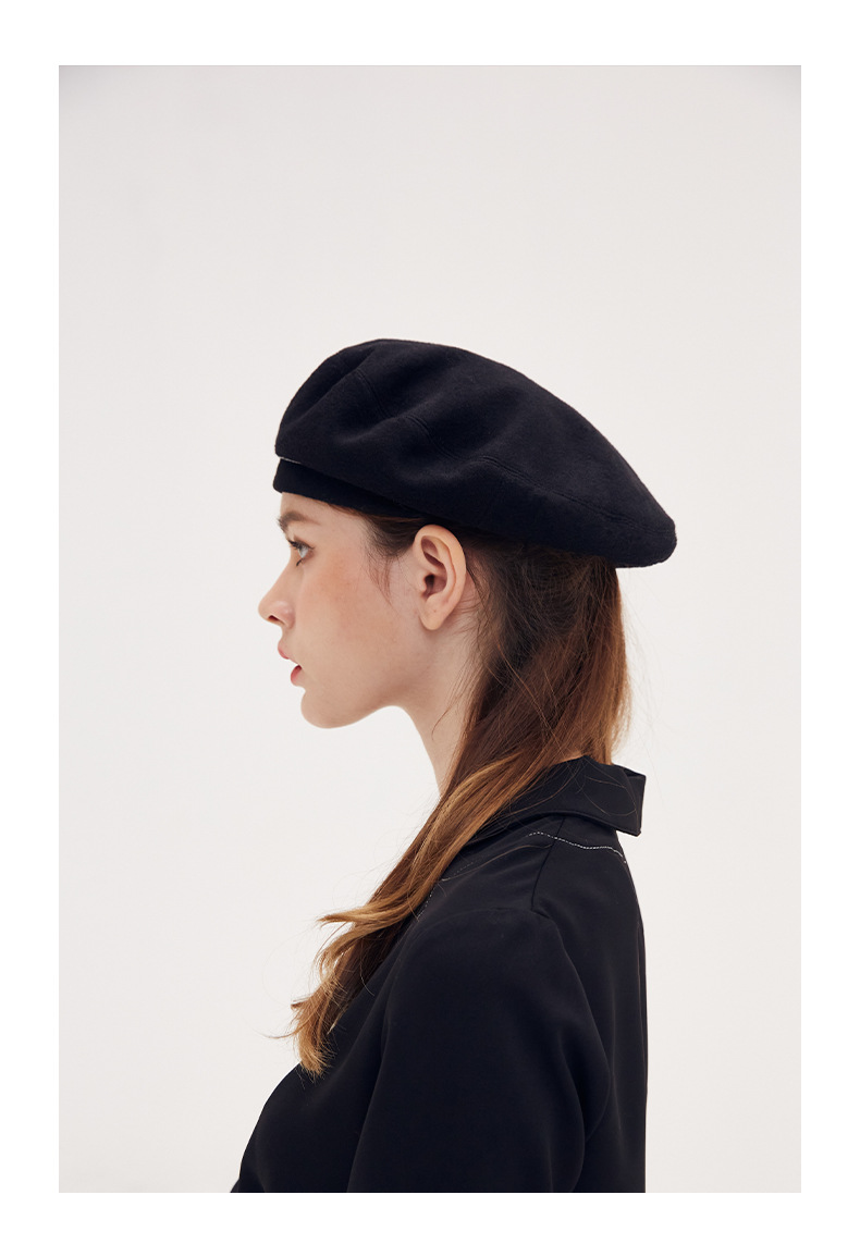 贝雷帽秋冬新品女英伦复古帽日系蓓蕾帽子羊毛画家帽子贝雷帽批发采购