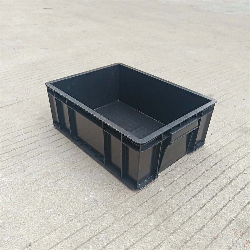 防静电4号箱新料黑色周转筐加厚防尘带盖五金防静电塑料箱厂家