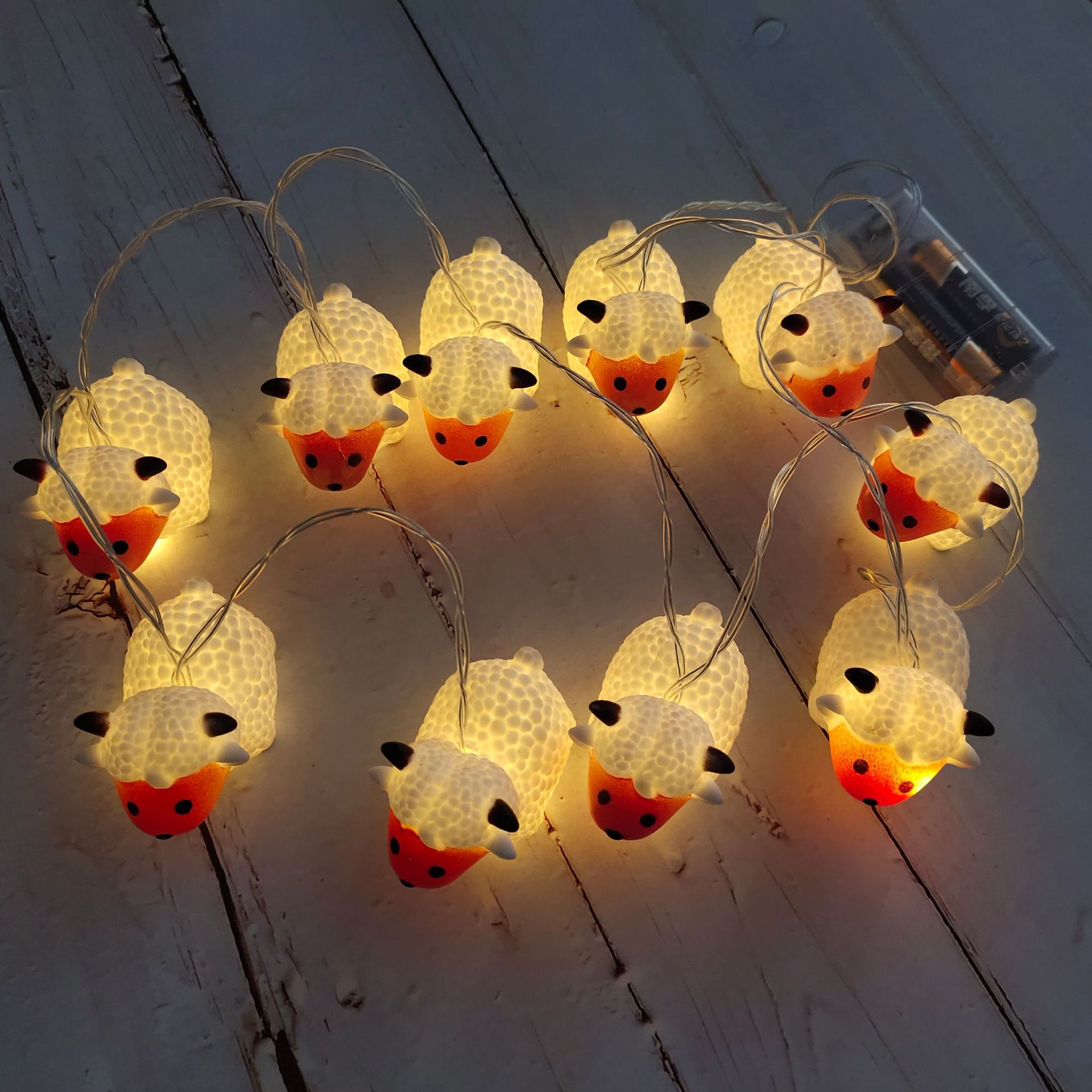 亚马逊led搪胶绵羊灯串地摊热卖货源动物造型圣诞儿童房间小夜灯