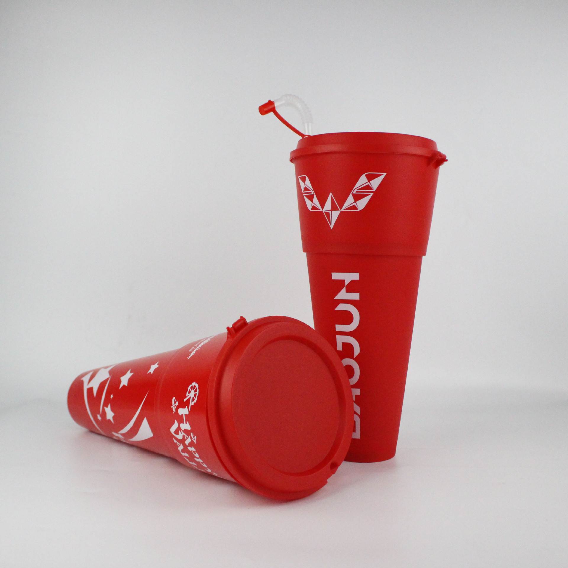 夜市摆摊可乐爆米花吸管杯 美食节大容量果汁杯 网红可乐杯