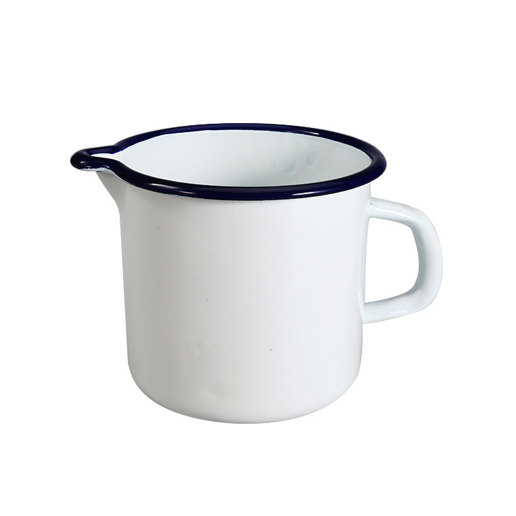 厂家生产定制 出口欧美搪瓷杯 珐琅彩量杯 带嘴奶杯 可定制logo