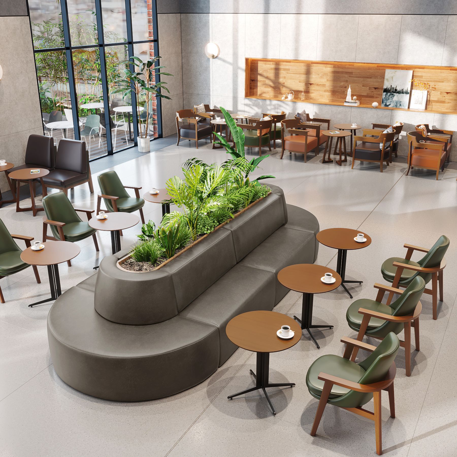 咖啡厅桌椅组合 商场休息厅圆形弧形异形奶茶店餐厅 酒店大厅沙发