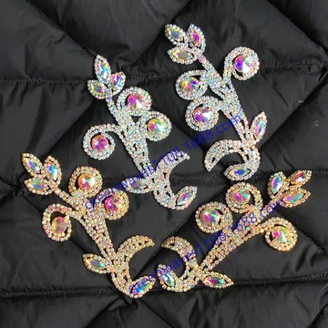 金ab彩色玻璃钻小花对花衣服裙子领部手缝钻花diy肚皮舞服贴钻花