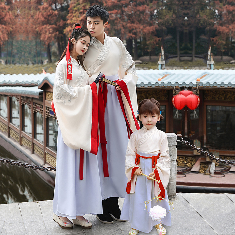 亲子汉服古装亲子装母女母子儿童风一家三口四口古代古风襦裙