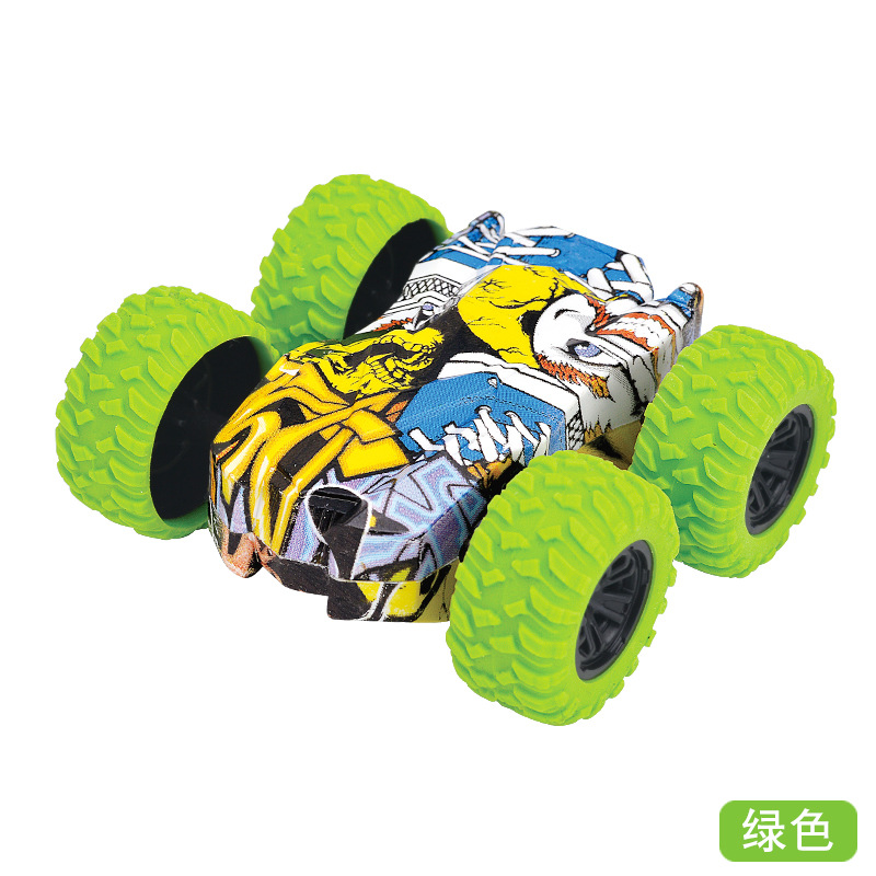 Cross-Border New Product Climbing Tilting Double-Sided Double Inertial Vehicle Four-Wheel Drive off-Road Graffiti Toy Car Rotating Bobby Car Model