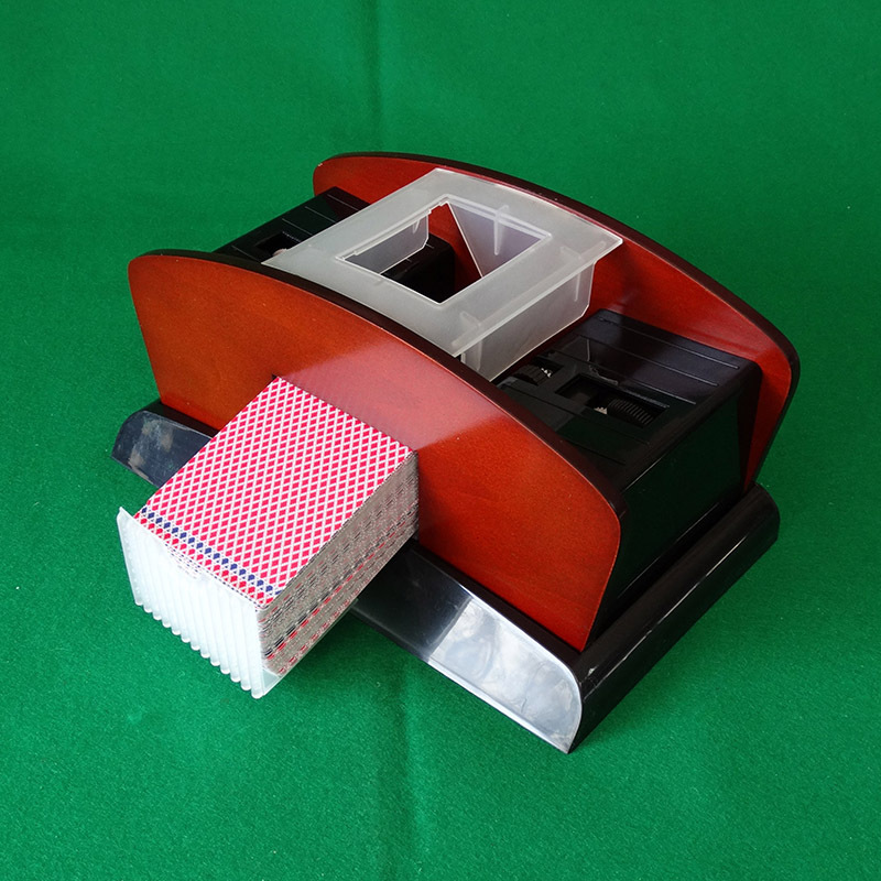 德州扑克牌洗牌机2副双用木制电动洗牌器用电池或插电代发跨境