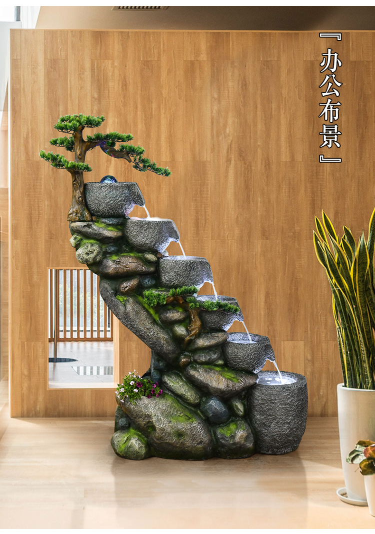 树脂假山流水喷泉小型鱼池阳台户外花园转运招财庭院循环造景摆件