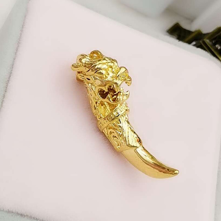 黄铜镀金狼牙吊坠真空电镀仿黄金首饰品厂家直销霸气男士项坠批发