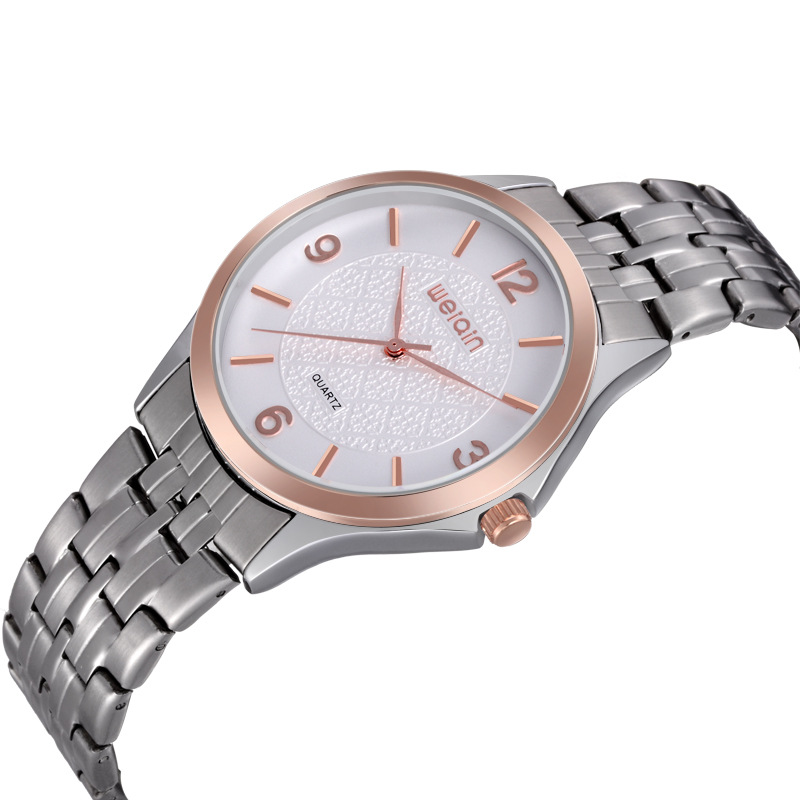 正品weiqin威琴情侣钢带手表时尚简约数字表盘防水石英男表w00105