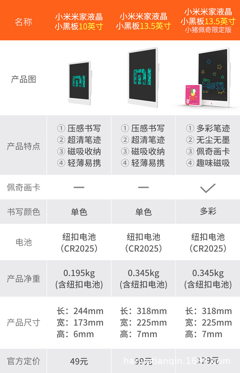 适用小米液晶小黑板10寸13.5寸20寸手写板儿童彩色涂鸦绘画写字板