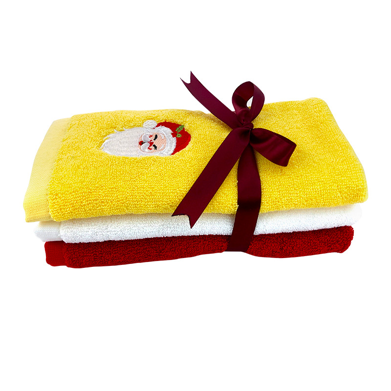 Towel Factory Wholesale Christmas Present Towel Pure Cotton Embroidery Holiday Advertising Towel Face Towel Logo