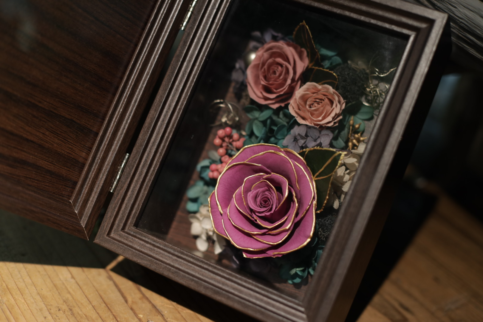 永生花 永生花复古紫双开相框-阿里巴巴