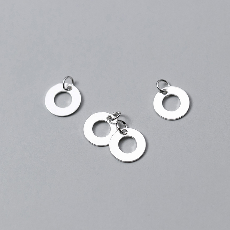 925素银镂空几何圆环形薄片坠手工diy手串挂件 饰品配件批发s0907