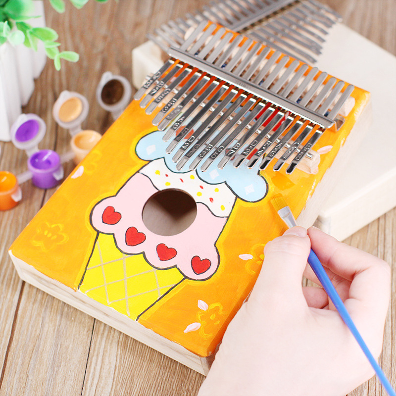 diy拇指琴儿童木质彩绘手指钢琴卡林巴17音组装kalimba