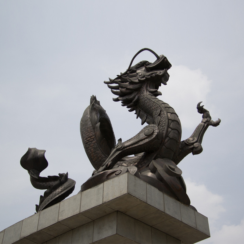 玻璃钢仿铜龙雕塑城市广场大型雕塑品金龙雕像  十二生肖龙铜雕