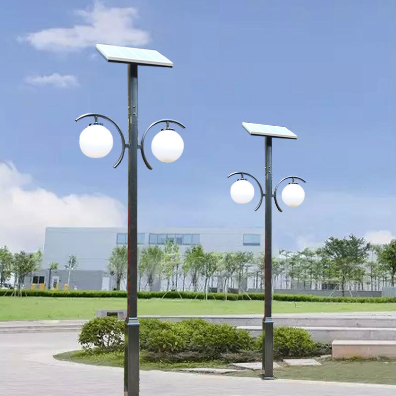 新款户外3米双头太阳能庭院灯小区别墅花园景观灯led太阳能路灯