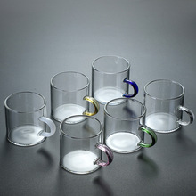 厂家批发高硼硅玻璃小茶杯带把 透明功夫茶杯 玻璃品茗杯小把杯