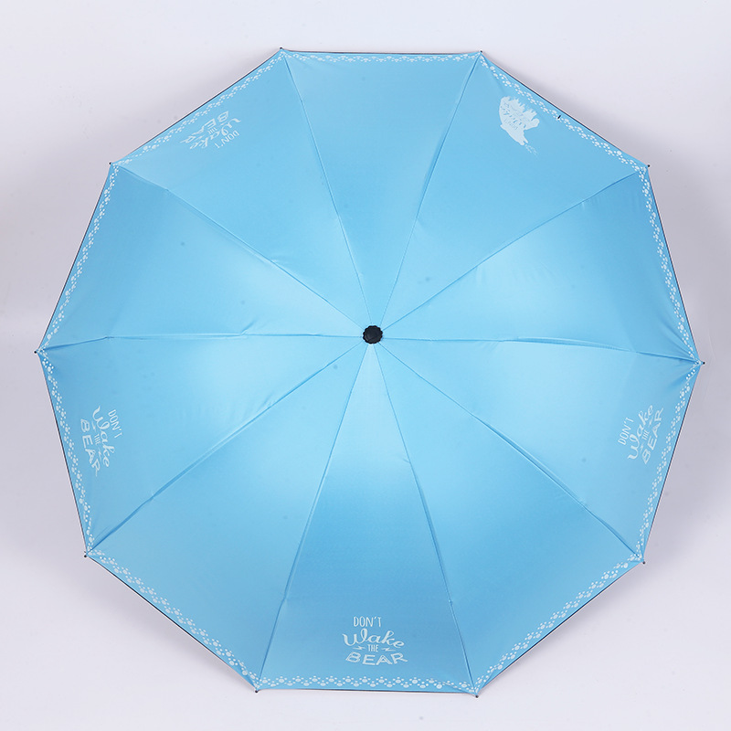 Durable 10 Shares Black Rubber Umbrella Korean Ladies Rain Or Shine Dual-Use Umbrella Creative Gift Umbrella in Stock Wholesale