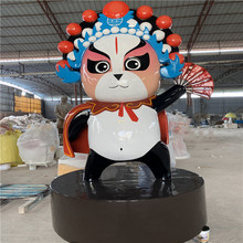 玻璃钢大熊猫雕塑造型 烧烤店形象彩绘熊猫卡通人偶雕像 公仔定制