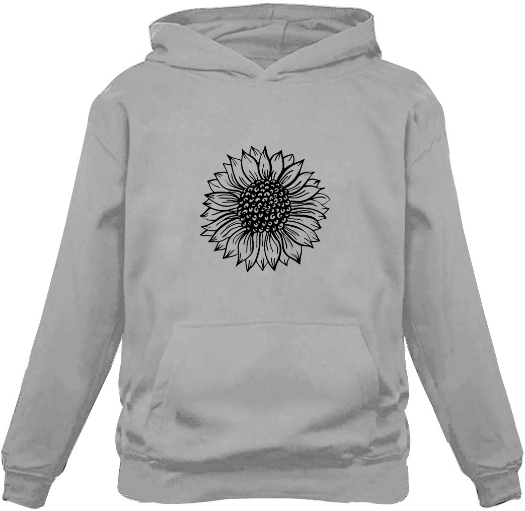 lh20466欧美秋冬向日葵图案印花休闲宽松大码连帽卫衣女款欧洲站