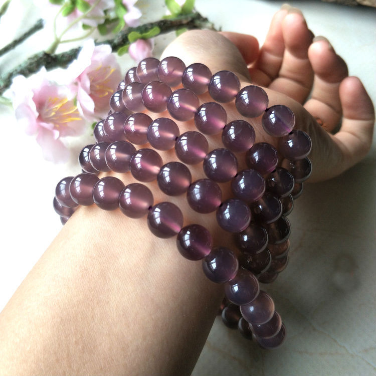紫玉髓手链帝王紫玉髓单圈手串玛瑙佛珠手串男女饰品