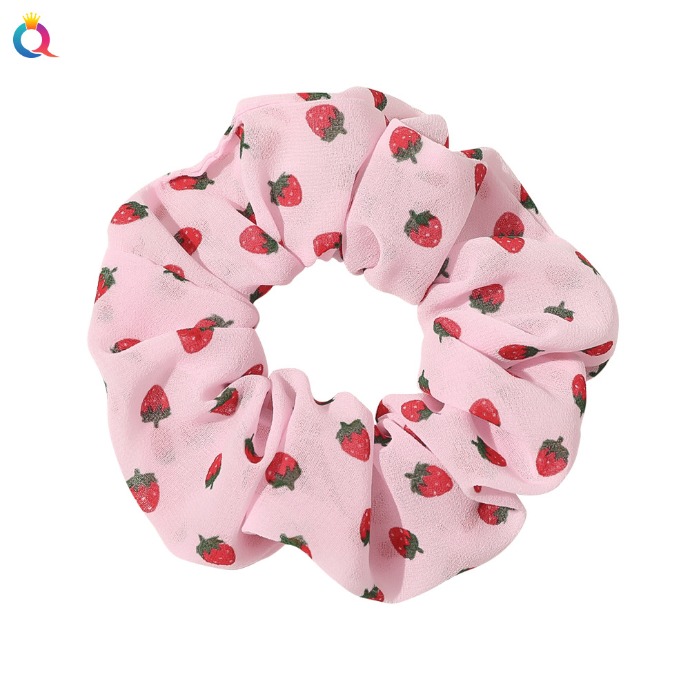 奇阅新款雪纺网纱大肠发圈布艺小花樱桃格子大肠圈丸子头简约发圈