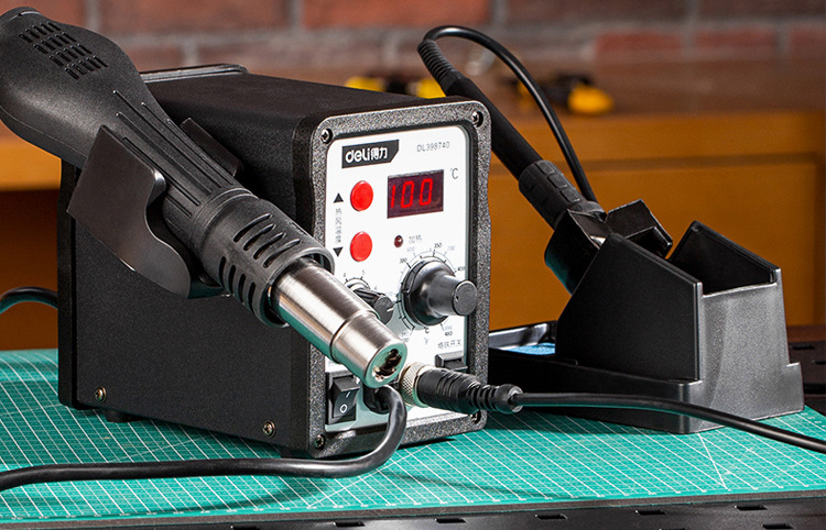 得力二合一电焊台热风枪两用数显可调温拆焊台吹焊台电烙铁